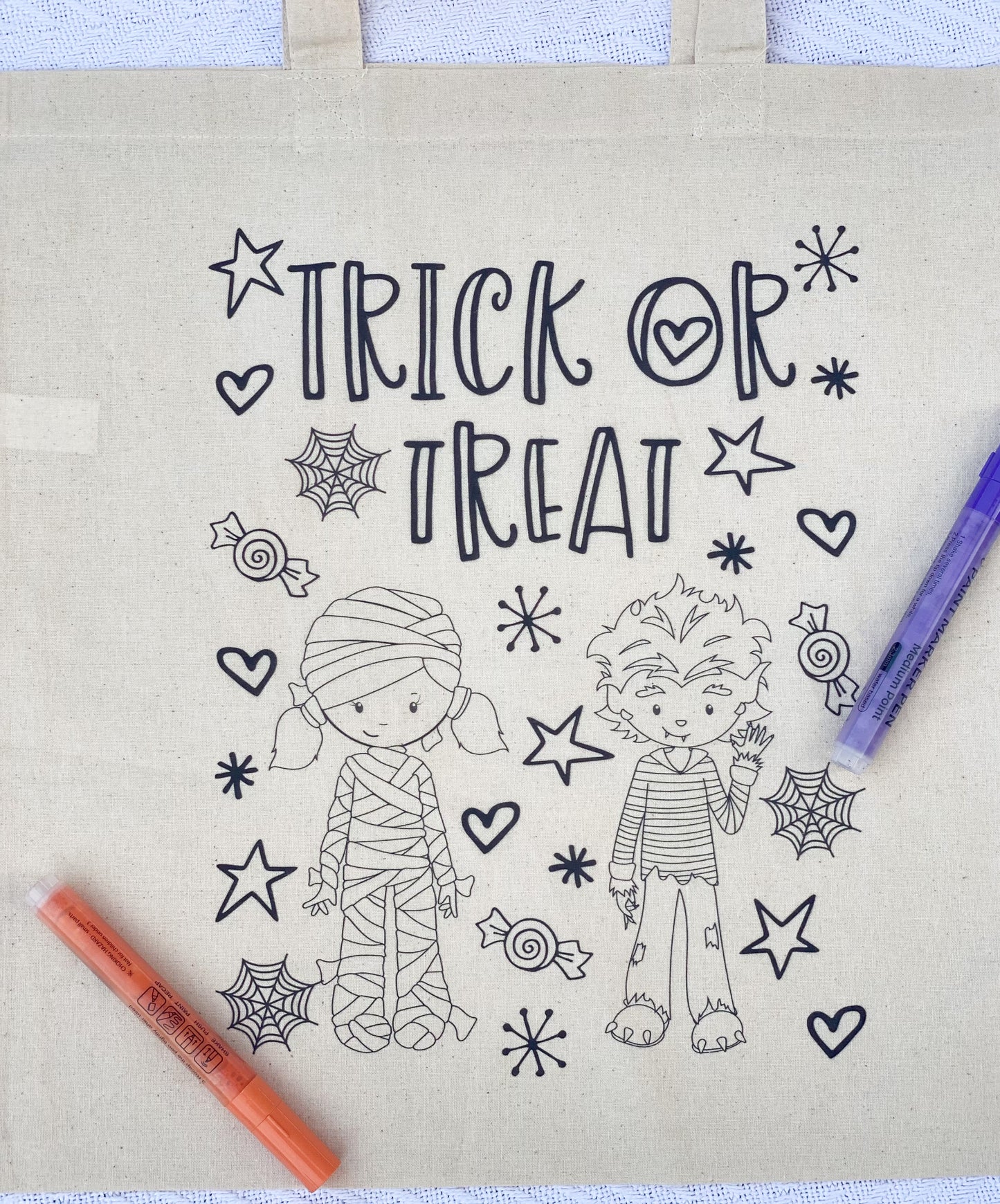 Color-your-own Halloween treat bags