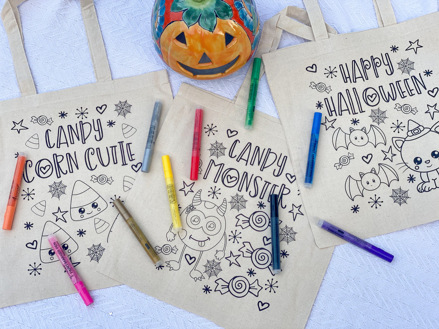 Color-your-own Halloween treat bags