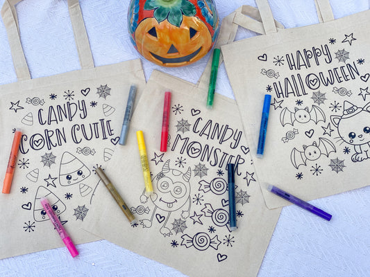 Color-your-own Halloween treat bags